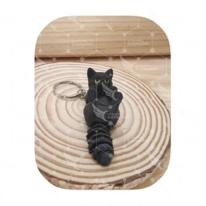 Llavero Gato articulado Panza Arriba Negro