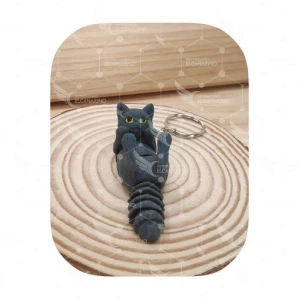Llavero Gato articulado Panza Arriba Gris Oscuro
