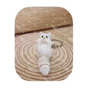 Llavero Gato articulado Panza Arriba Blanco